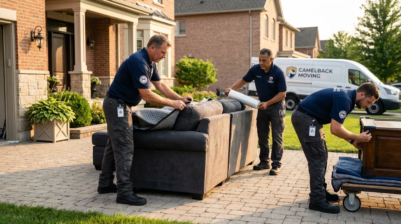 Large estate moving crew wrapping furniture in Marion, MS