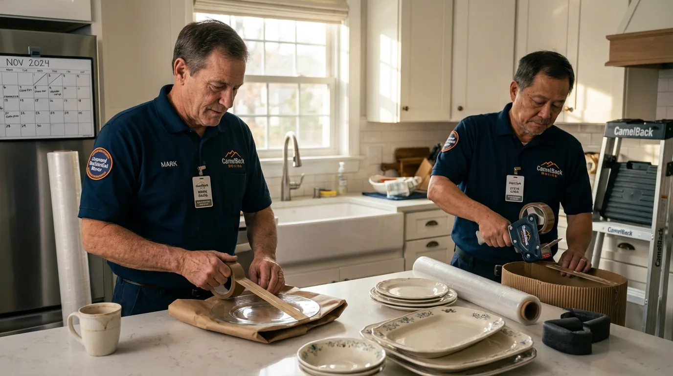 Professional crew packing kitchen dishware in Marion, MS